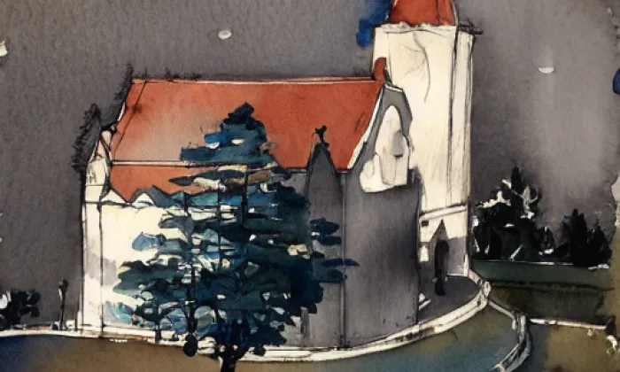 Kostel svaté Anny (Bořetice) – akvarel