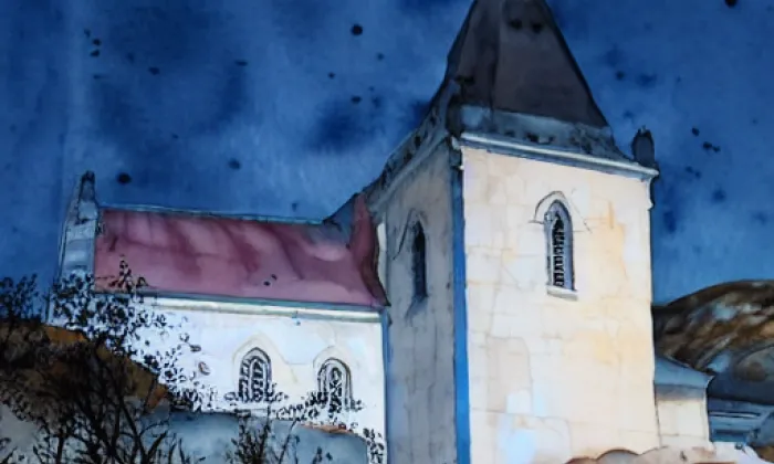 Kostel svaté Anny (Jedlka) – akvarel
