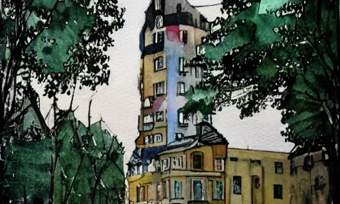 Kostel svaté Anny (Palič) – akvarel