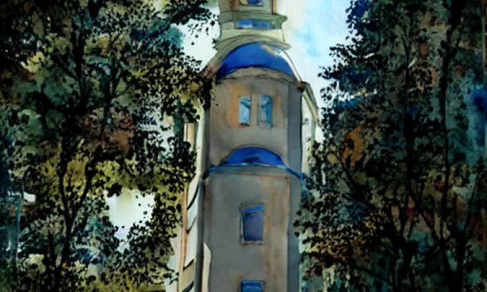 Kostel svaté Anny (Planá) – akvarel