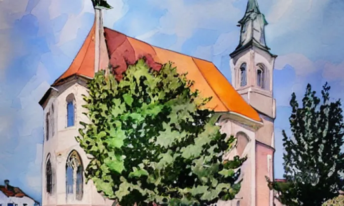 Kostel svaté Anny (Sedlec) – akvarel