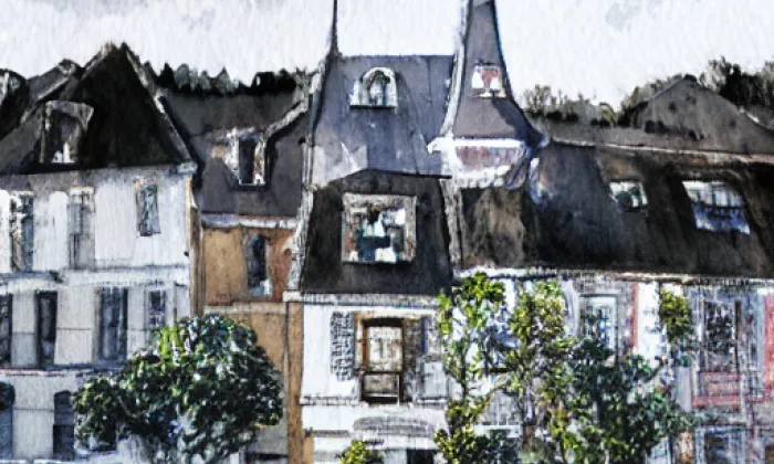 Kostel svaté Barbory (Valkeřice) – akvarel