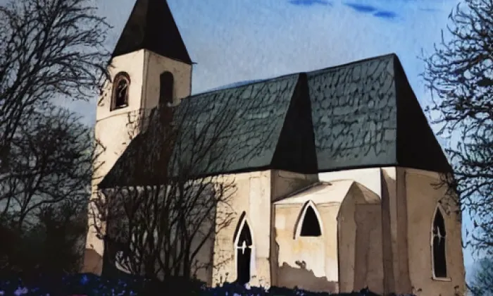 Kostel svaté Barbory (Zábřeh) – akvarel