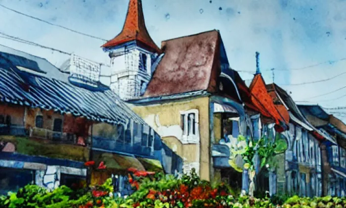 kostel svaté Kateřiny (Hartmanice) – akvarel