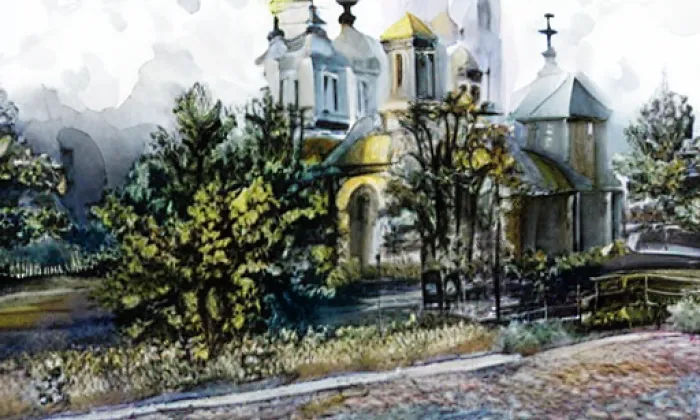 Kostel svaté Kateřiny (Krasov) – akvarel