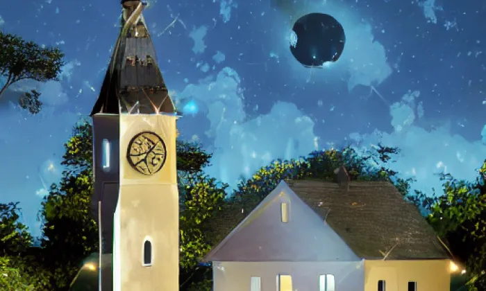 Kostel svaté Kateřiny (Mladé Buky) – noc