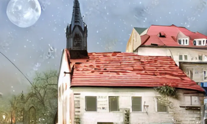 kostel svaté Kateřiny (Nová Bystřice) – noc