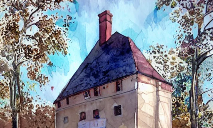 Kostel svaté Kateřiny (Olšová Vrata) – akvarel