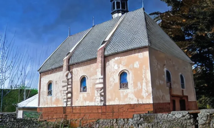 Kostel svaté Kateřiny (Rešov) – autumn