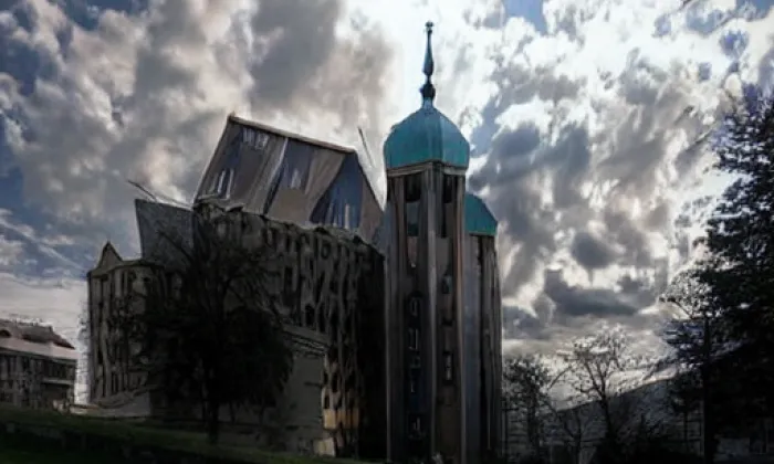 Kostel svaté Kateřiny (Slezské Rudoltice) – akvarel