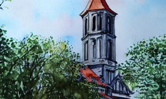 Kostel svaté Kateřiny (Vrbice) – akvarel
