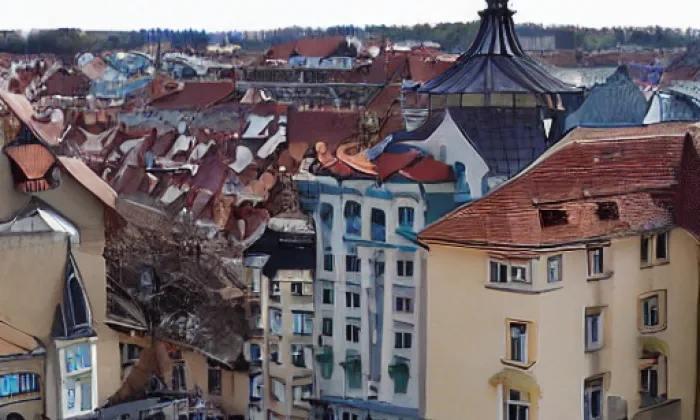 Kostel svaté Kateřiny v Chomutově – akvarel