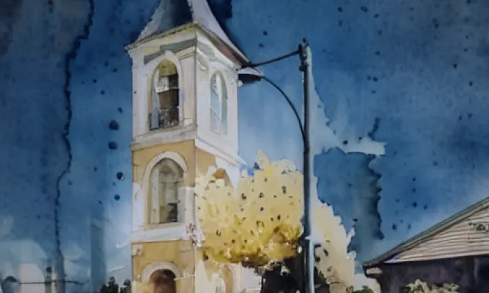 Kostel svaté Kunhuty (Čejkovice) – akvarel