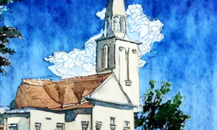 kostel svaté Kunhuty (Hostěradice) – akvarel