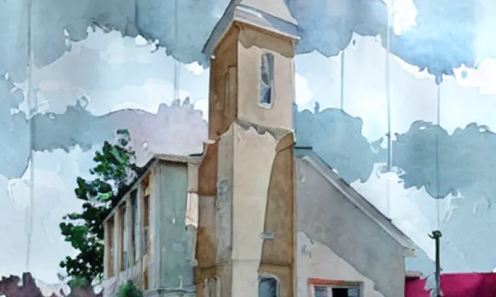 Kostel svaté Kunhuty (Jevišovka) – akvarel