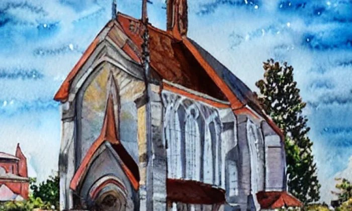 Kostel svaté Máří Magdalény (Častolovice) – akvarel