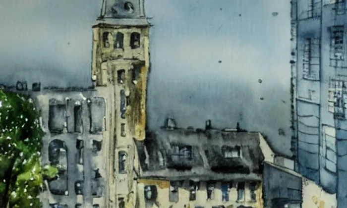 Kostel svaté Máří Magdalény (Horní Město) – akvarel