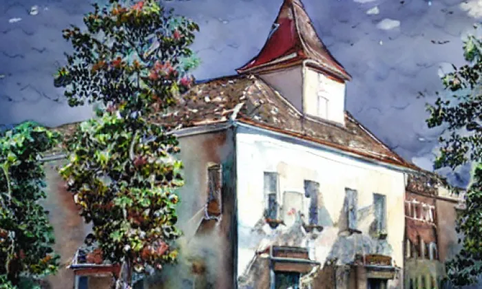 kostel svaté Máří Magdaleny (Nepolisy) – akvarel