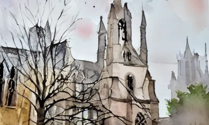 Kostel svaté Máří Magdaleny (Sobotka) – akvarel