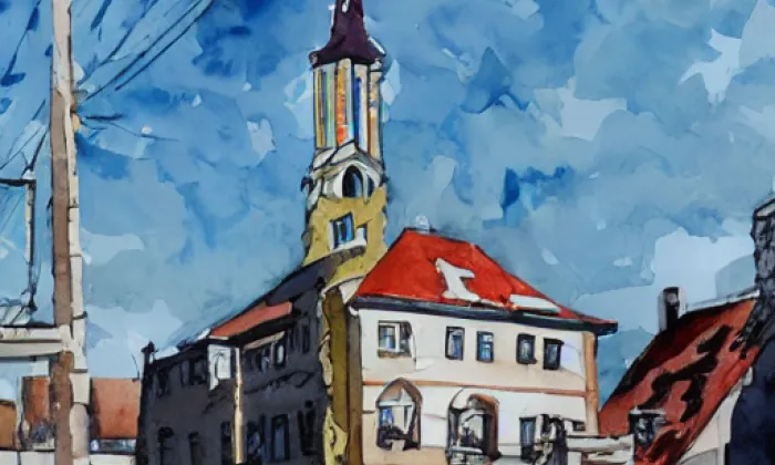 Kostel svaté Maří Magdalény (Rousínov) – akvarel