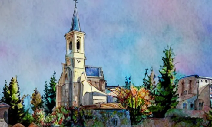 kostel svaté Maří Magdalény (Skořenice) – akvarel