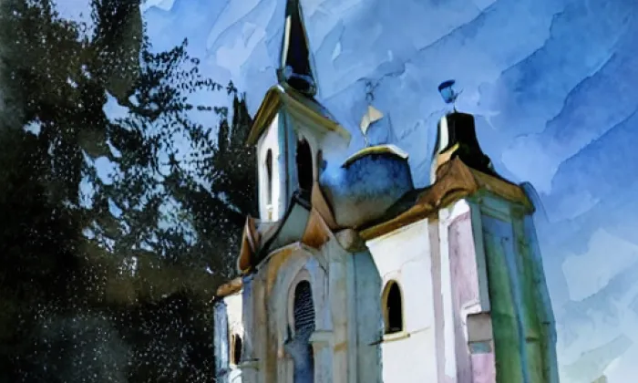 Kostel svaté Maří Magdalény (Volary) – akvarel