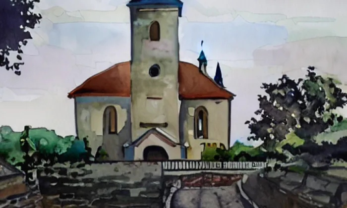 Kostel svaté Markéty (Hlučín) – akvarel