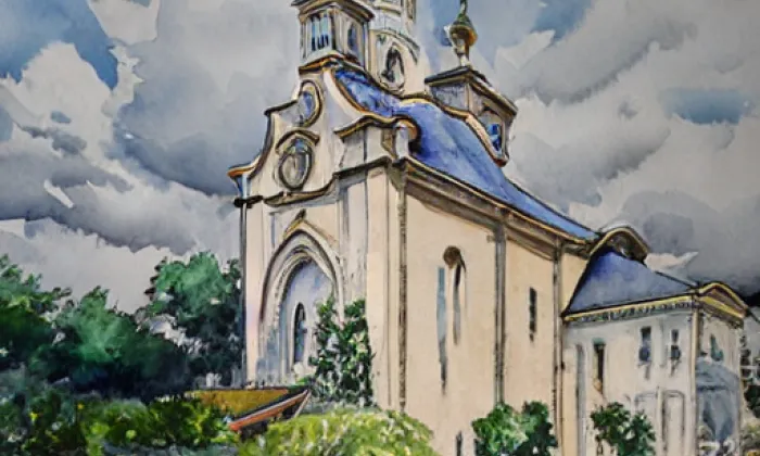 Kostel svaté Markéty (Vysočany) – akvarel