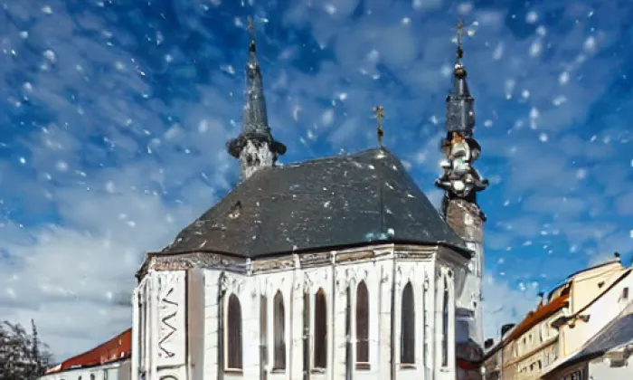 kostel svaté Rodiny (České Budějovice 1) – winter