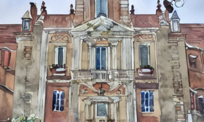 Kostel svaté Voršily (Praha 1) – akvarel
