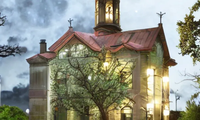 kostel svatých Andělů strážných (Stražisko) – noc