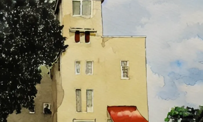 Kostel svatých Petra a Pavla (Načeradec) – akvarel