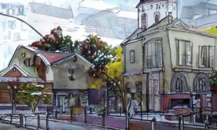 kostel svatých Petra a Pavla (Prostějov) – akvarel