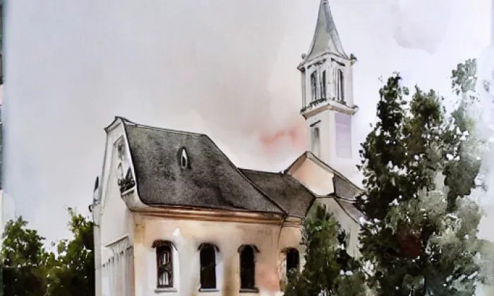 Kostel svatých Petra a Pavla (Radotín) – akvarel