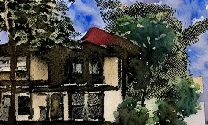 Kostel svatých Petra a Pavla (Struhy) – akvarel