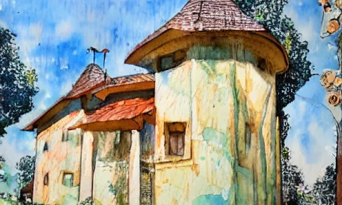 Kostel svatého Štěpána (Skřivaň) – akvarel