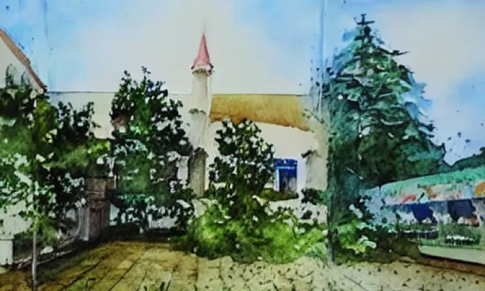 Kostel svatého Antonína Paduánského (Hrabětice) – akvarel