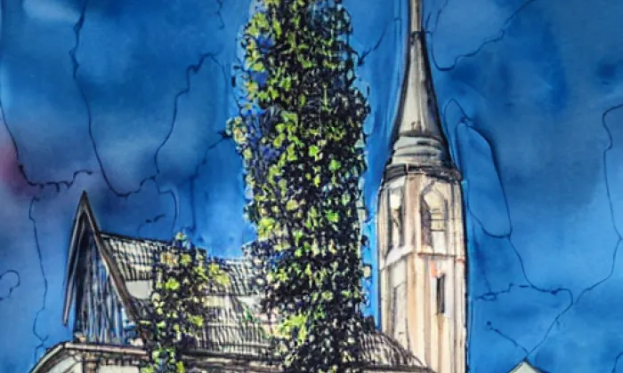 Kostel svatého Antonína Paduánského (Liberec XIV-Ruprechtice) – akvarel