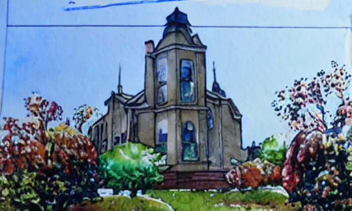 Kostel svatého Antonína Paduánského (Loučky) – akvarel