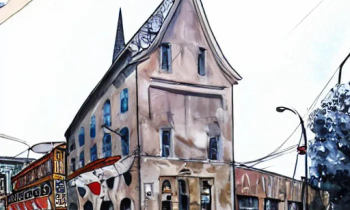 Kostel svatého Antonína Paduánského (Sokolov) – akvarel