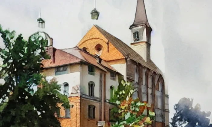 Kostel svatého Augustina (Lužice) – akvarel