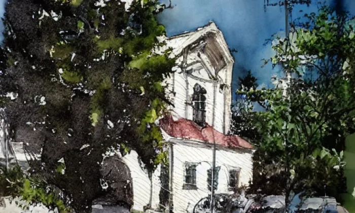 kostel svatého Bartoloměje (Žďárná) – akvarel