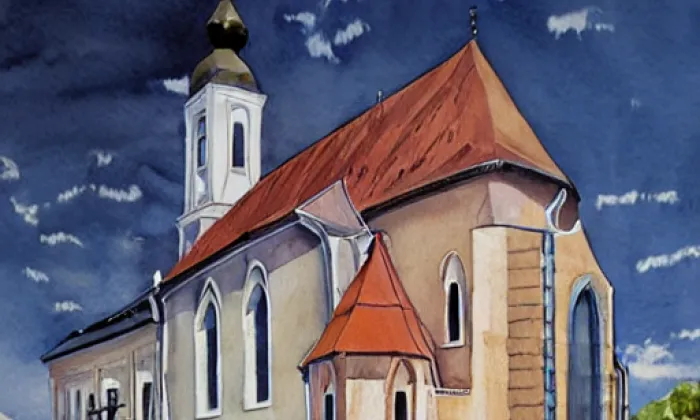 kostel svatého Bartoloměje (Šafov) – akvarel