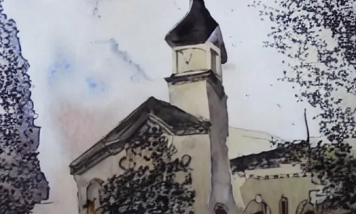 Kostel svatého Bartoloměje (Březová nad Svitavou) – akvarel