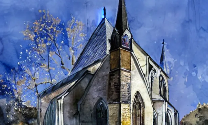 kostel svatého Bartoloměje (Bítovany) – akvarel