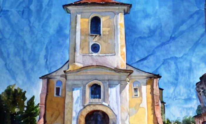 Kostel svatého Bartoloměje (Divišov) – akvarel