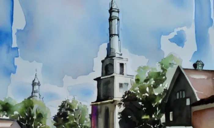 Kostel svatého Bartoloměje (Držkov) – akvarel