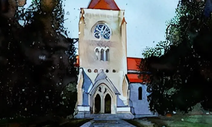 Kostel svatého Bartoloměje (Hrádek nad Nisou) – akvarel