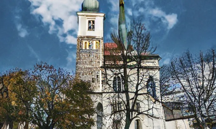 Kostel svatého Bartoloměje (Kyje) – noc