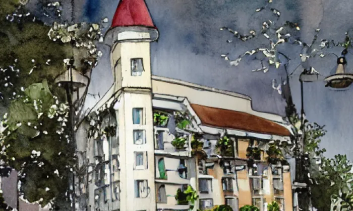 Kostel svatého Bartoloměje (Lanžov) – akvarel